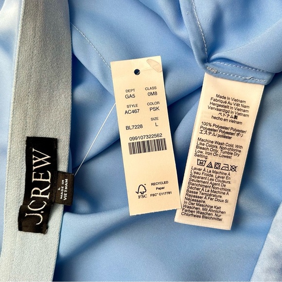 J Crew Gwyneth Slip Skirt Light Baby Blue Satin Midi Pull-On Size Large L NWT - Picture 9 of 13